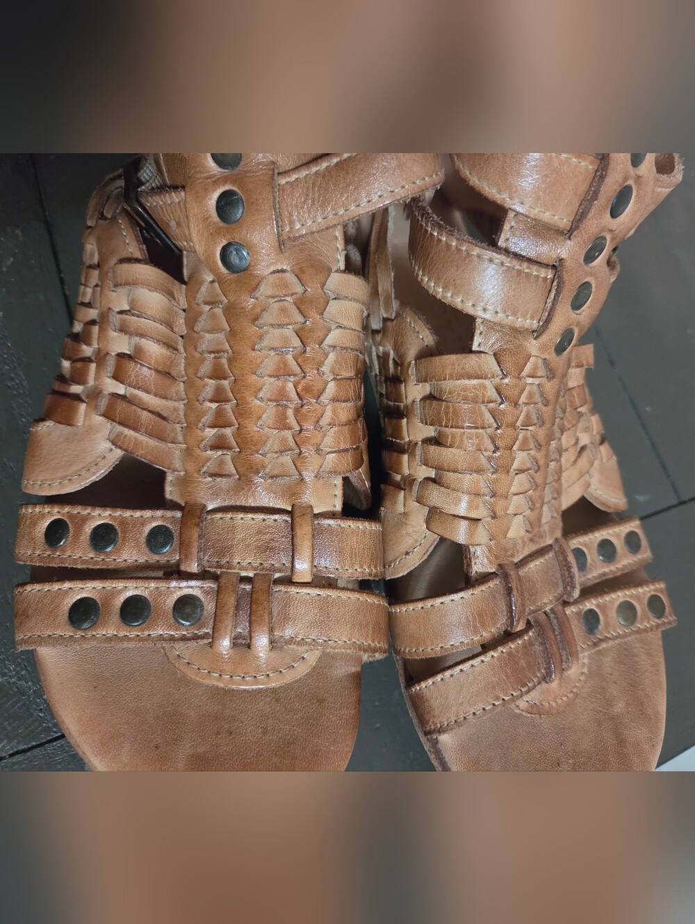 Bed Stu Woven Claire III Sandals - Cognac Brown - Picture 12 of 12